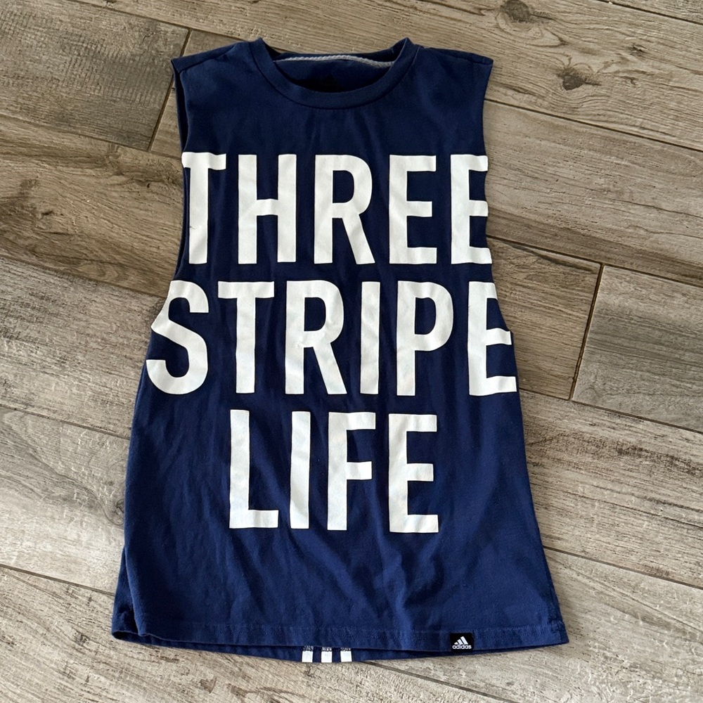 Adidas Three Stripe Life Navy muscle tank, sz XS